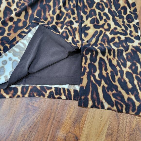 Lauren Ralph Lauren Leopard Print Jersey Knit Rouched Side Slit Neckline Size 16 - Picture 12 of 14